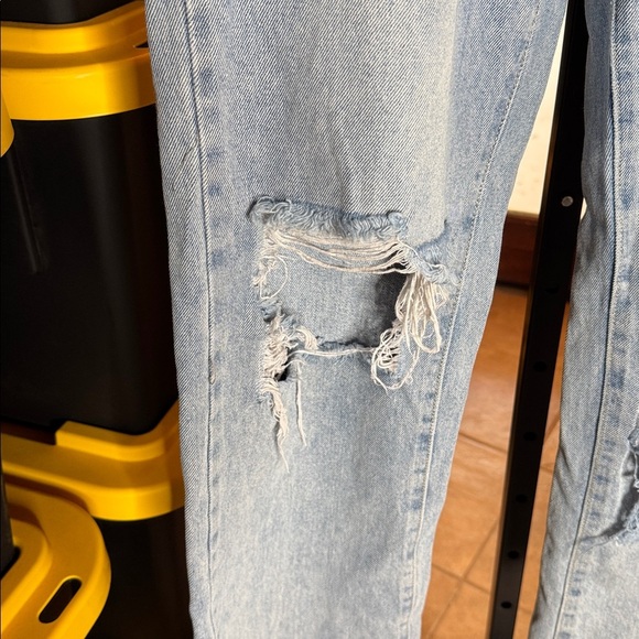 SHEIN EZwear Ripped Cutout Wide Leg Jeans Size 6 Light Wash Y2K Streetwear Denim - Picture 10 of 16